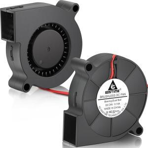 GDSTIME 50mm x 15mm 송풍팬 24V 고속, 5015 부품 냉각 24볼트 팬 듀얼 볼 베어링 브러시리스 DC 터보 2핀 8500 RPM 3D 프린터, 2팩