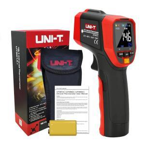UNI-T UT301A+ 적외선 온도계, 인체용이 아님, -25.6 F ~ 788 F (-32 C 420 C) LCD 디스플레이, 빨간색 및 회색 비접촉 디지털 레이저 온도