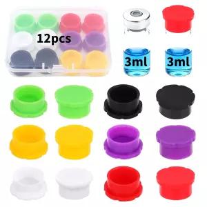 필수 저장 및 실험실 사용을 위한 12pcs 3ml 유리 가능한 바이알 보호 캡 누수 방지 방진 실리콘 컬러 커버