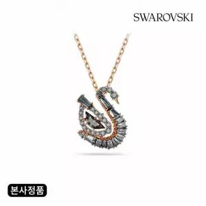 [/본사정품] Swan 블랙 로즈골드 톤 목걸이 5764882