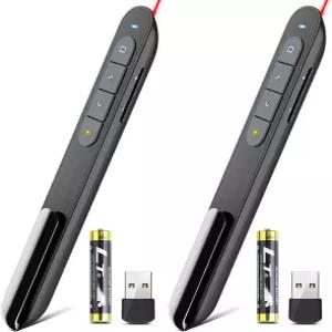 (2 유닛 ) 무선 프레젠터 원격 프레젠테이션 포인터 클릭기 및 하이퍼링크 볼륨 조절 USB 파워포인트