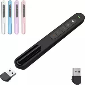 GUMENA 프레젠테이션 클리커(빨간 포인터 빔 ) 328피트 장거리 무선 프레젠터 리모컨(자기 USB 수신기