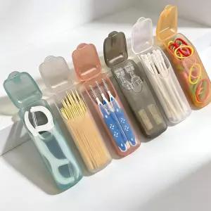 여행 외출 필수템 미니멀 멀티 치실 수납케이스, 혼합색상, 5개