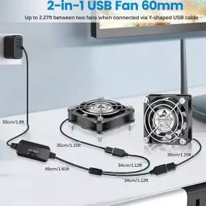 2PC USB 데스크탑 냉각 팬 5v 조정 가능한 속도 Dc 브러시리스 냉각 팬 PC 라우터/셋톱 /캐비닛 환기