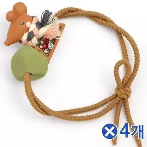 TBZ 큐빅포인트 목도리 쥐 머리끈 다크브라운x4개 고무줄