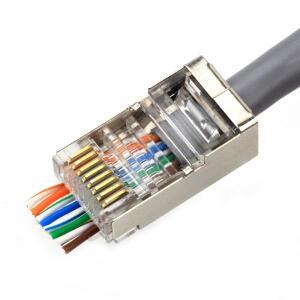6U RJ45 커넥터 Cat6 잭 ftP 금도금 이더넷 케이블 통과 네트워크 플러그 STP 차폐