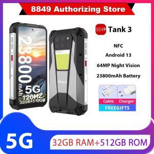 Unihertz 8849 Tank 3 NFC 5G 견고한 32GB 512GB 23800mAh 120W 충전기 크기 8200 200MP AF 카메라 120Hz L