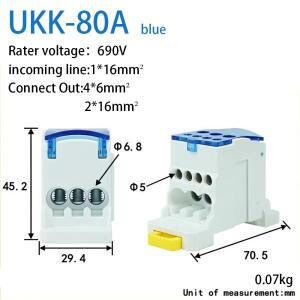 Din 레일 단자 블록 UKK 80A/125A/160A/250A/400A 배전함 1개 여러 출력 전원 와이어 전기 커넥터 접합