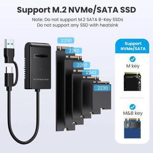 M.2 to USB Type-C SSD 어댑터 듀얼 프로토콜 이지 드라이브 케이블 10Gbps NVME  PCIE NGFF 하드 인클로저