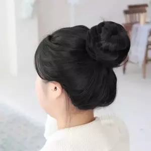 올림머리 똥머리 가발 머리끈 블랙