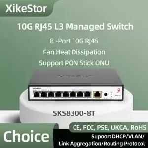 XikeStor 선풍기 방열 지지대 8 포트 10G RJ45 L3 관리 스위치 1G 2.5G DHCP VLAN 집계