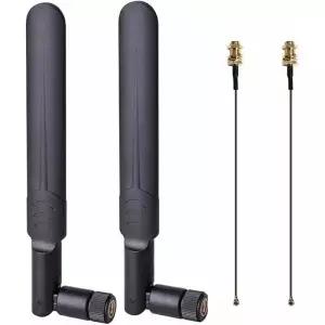 2 x 8dBi WiFi 안테나 2.4GHz 듀얼 밴드 RP-SMA Male 15CM I-P-E-X-1 - Female 피그테일 케이블 무선