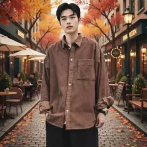남성 가을 겨울 코듀로이 셔츠 골덴 긴팔 남방 두꺼운 겉옷 데일리룩