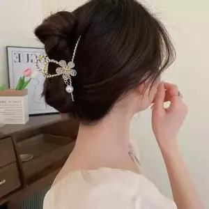 [MEL4112966]메탈 데일리 플라워 헤어집게핀