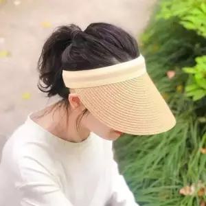 [패션소품] 베이지라탄 라탄베이지썬 베이지 여성용 썬 라탄여성모자 썬캡 밀짚모자