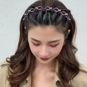 큐빅 집게머리띠 볼륨머리띠 벼머리 앞머리고정 얇은 큐빅머리띠 제니 화관머리띠 세안