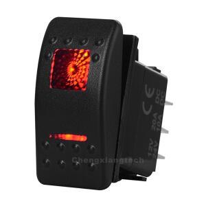 레드 LED 플레인 로커 스위치  자동차 보트 카링 교체용  5 핀 SPST ON OFF  (ON) 7 DPDT 12V