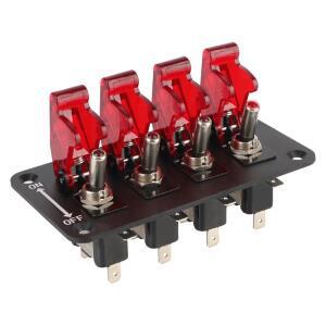 4개의 로커 토글 스위치 패널 LED 표시등 12V 20A 자동 점화 시작 푸시 버튼 (레이싱카 차량용)