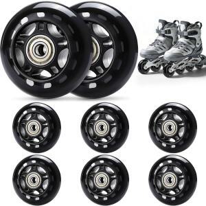 TOBWOLF 8팩 70MM 82A 실내 인라인 스케이트 교체용 휠 ABEC-7 베어링이 장착된 러기지 스쿠터용 트레이닝 - 블랙