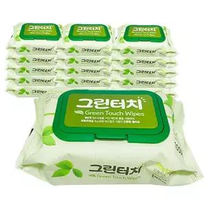 국산 그린터치물티슈(100매)-30개 캡형 저자극