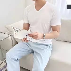 [모로엠] 남성 브이넥 쿨링 면 반팔티 ON-TSH-QWFO5MW8