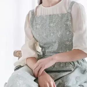 플라워앞치마 자수린넨꽃무늬 어린이집 유치원 원피스