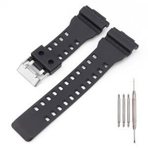 카시오 GD120 /GA-100 /GA-110 /GA-100C 남성용 16MM 시계 밴드 교체와 호환되는 천연 수지 스트랩