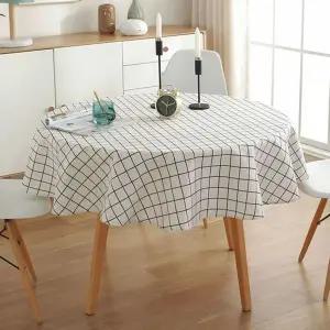 PL 엘리트 식탁보 모던키친 원형 식탁보(120cm) (화이트 체크) No12