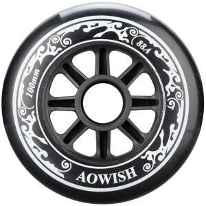 AOWISH 100MM 스피드 인라인 스케이트 휠 롤러 블레이드 88A 야외 스케이팅 신발 교체 블랙 3종 세트