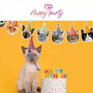 고양이생일파티 가랜드 강아지 파티용품 해피버스데이 가렌더