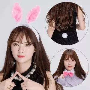 TBZ 파티축제용품 토끼 밍크머리띠 3종세트 홈파티용품