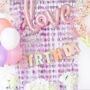 [셀러에이드]생일 가랜드 파티장식 은박 수술 로즈골드 별 생일파티용품 커튼