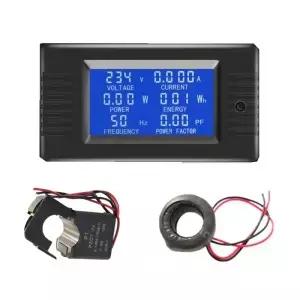 6in1 220V 100A AC 단상 디지털 패널 볼트 전류 측정기 코일 CT/분할 있는 와트 Kwh 역률 에너지