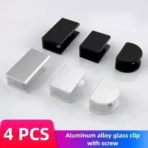 4PCS 유리 클램프 홀더 선반 클립 알루미늄 브래킷 지원 5mm 두께 보드 사각