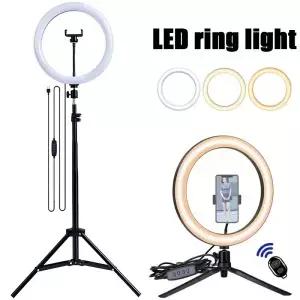 26/33cm LED 셀카 링 라이트 조명 조절 가능한 사진 촬영용 램프 USB 리모컨 필 휴대폰 비디오 라이브용
