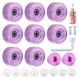 패티킬 8팩 롤러 스케이트 휠 58MMX32MM 쿼드 휠 ABEC-9 베어링 82A PU 및 더블 로우 보드 실외용 토 스토퍼 2개 포함