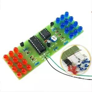 NE555 CD4017 IC LED 전자 조명 키트 빨간색 파란색 듀얼 컬러 DIY 스트로브 슈트 깜박이는 구성 요소