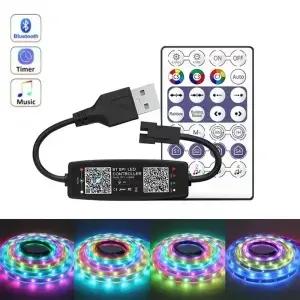 WS2812B 컨트롤러 블루투스 음악 픽셀 LED 스트립 빛 SK6812 라이트 USB 5V APP 원격