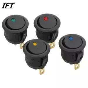 10Pcs ON/OFF 12V 220V 20mm 라운드 로커 도트 스위치 방수 LED 빛 발광 토글 3Pin
