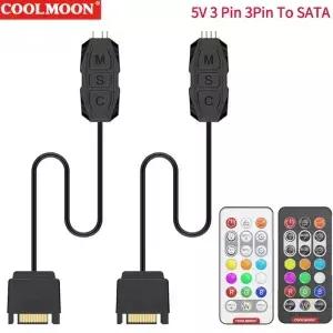SATA RGB 원격 미니 컨트롤러 허브 어댑터에 5V 3Pin PC 팬 냉각 라이트 스트립 용