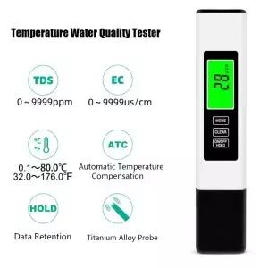 3 인 1 LCD 디지털 TDS EC PPM 측정기 수족관 수영장 가정 음주 모니터용 수질 순도 테스터 펜