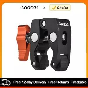 Andoer 크랩 플라이어 클립 슈퍼 클램프 1/4 인치 및 3/8 나사 구멍 금속 소재 미끄럼 방지 고무