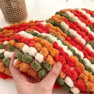 대바늘 수면사 부드러운 블랭킷 폼폼이 무릎 담요 뜨기 WFLW4X9