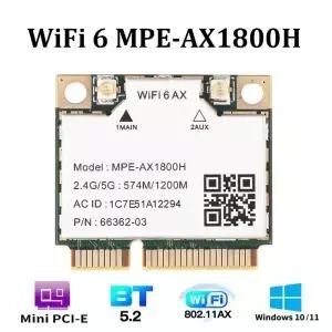미니 pcie 듀얼 밴드 와이파이 6 카드 노트북 PC용 무선 어댑터 MT7921 블루투스 5.2 AX1800 1800Mbps 2.4G