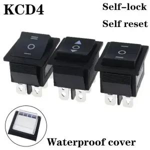 1PCS KCD4 25X31mm 블랙 로커 스위치 6 핀 3 위치 ONOFFON 이중 리셋/래치 16A 250V 20A 25A 125VAC