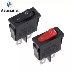 5Pcs 10x22mm KCD1110 검정색 슈퍼 얇은 로커 스위치 NO/OFF 2 핀 소형 악기 전원 6A 250VAC 10A