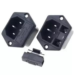 1pcs 새로운 패널 장착 3 핀 IEC 60320 C14 입구 남성 전원 플러그 10A AC 250V w/퓨즈 홀더