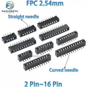 10/100 Pcs FPC 2.54mm 피치 커넥터 플랫 케이블 소켓 필름 스트레이트 핀 또는 구부러진 발 양면 곡선