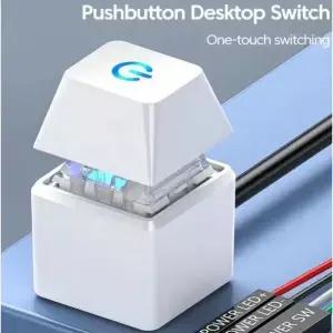 컴퓨터 데스크탑 스위치 블루 LED 조명 PC 마더보드 외부 시작 전원 켜기/끄기 단추 1.8m 익스텐션 케이블