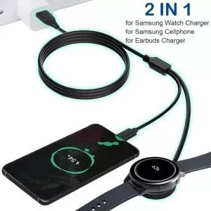 삼성 워치 6 클래식 5 프로/5/4/3/Active2/1 USB C 충전 전화 케이블과 호환되는 2 in 1 충전기